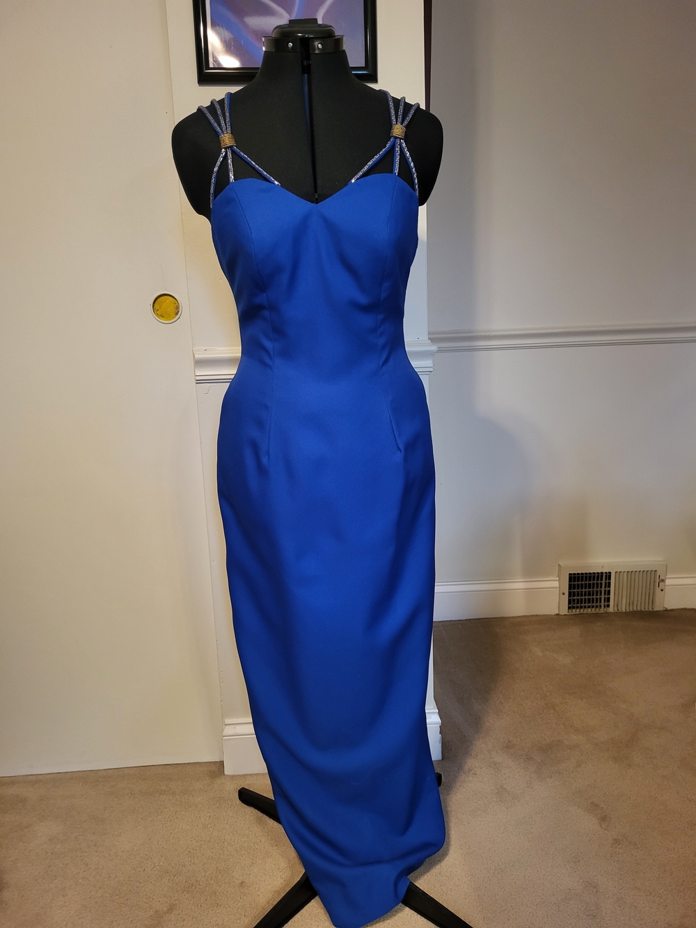 Elegant Royal Blue Strappy Evening Gown